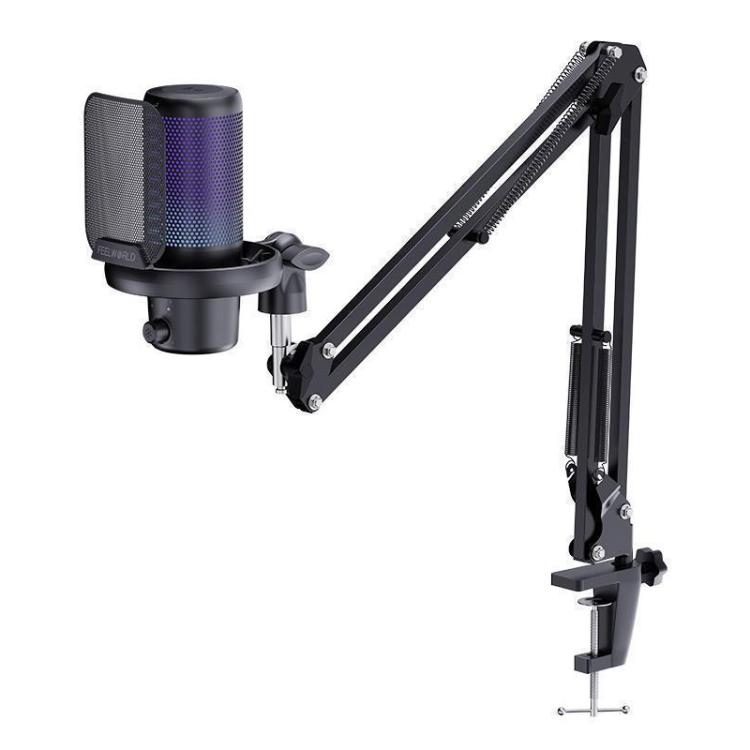 FEELWORLD VM1 USB Condenser Gaming Microphone for Streaming Noise Cancellation Mute RGB Light Boom Arm Stand (Black) - Microphone by FEELWORLD | Online Shopping South Africa | PMC TechLife | Buy Now Pay Later Mobicred