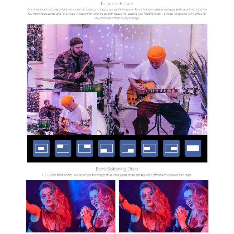 FEELWORLD L1 PLUS Multi-camera Video Mixer Switcher Touch Screen PTZ Control USB3.0 Fast Streaming Switcher (US Plug) - Live Sound Effects Processors by FEELWORLD | Online Shopping South Africa | PMc TechLife | Buy Now Pay Later Mobicred