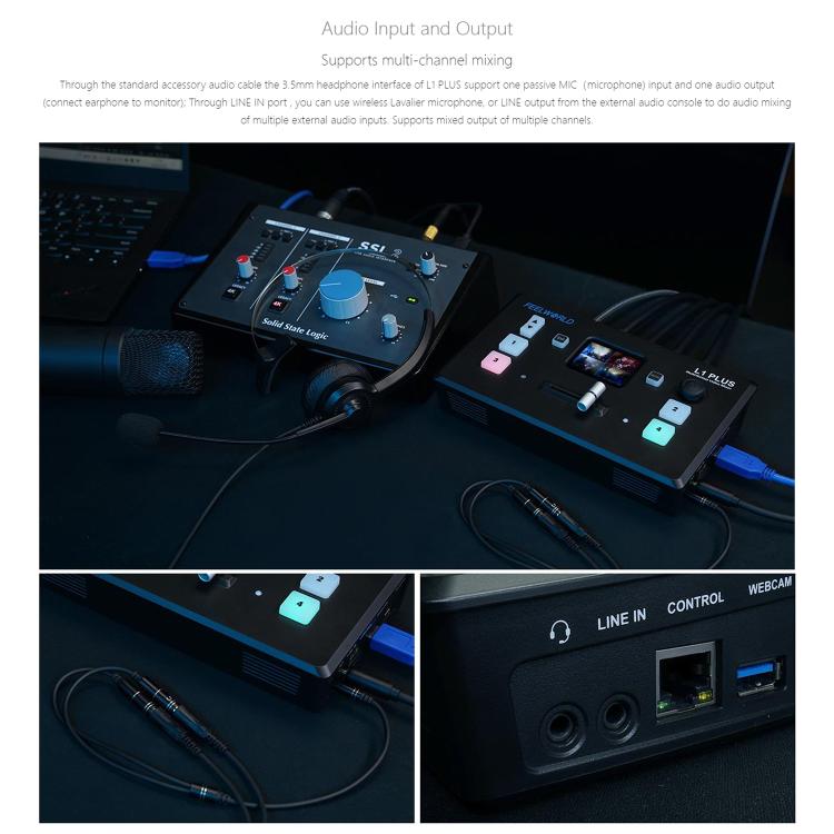FEELWORLD L1 PLUS Multi-camera Video Mixer Switcher Touch Screen PTZ Control USB3.0 Fast Streaming Switcher (US Plug) - Live Sound Effects Processors by FEELWORLD | Online Shopping South Africa | PMc TechLife | Buy Now Pay Later Mobicred