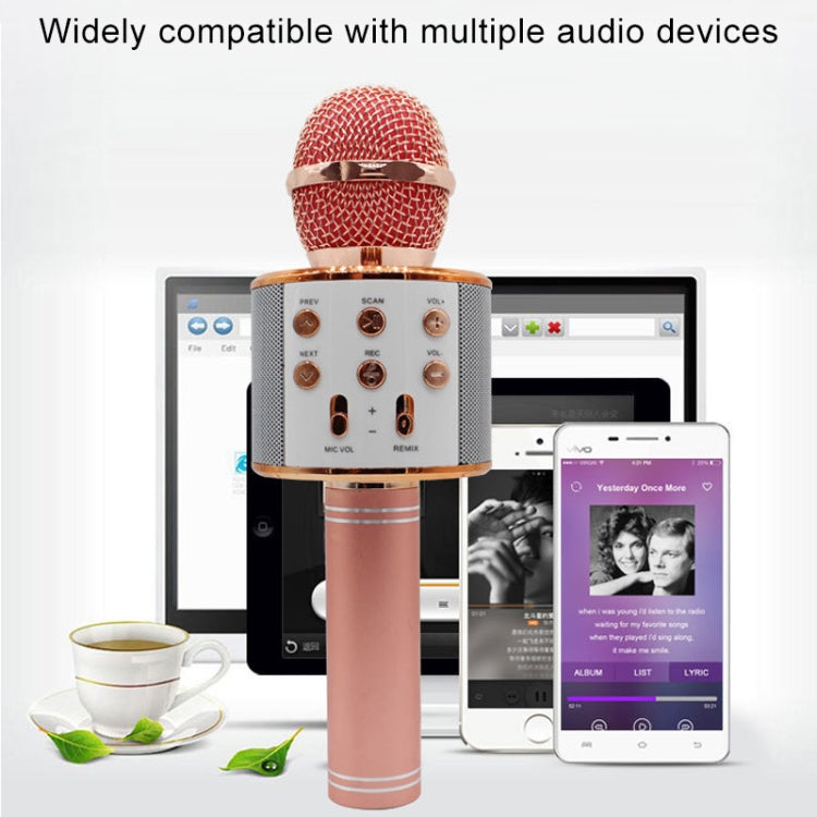 WS-858 Metal High Sound Quality Handheld KTV Karaoke Recording Bluetooth Wireless Microphone, for Notebook, PC, Speaker, Headphone, iPad, iPhone, Galaxy, Huawei, Xiaomi, LG, HTC and Other Smart Phones(Rose Gold) - Microphone by PMC TechLife | Online Shopping South Africa | PMC TechLife | Buy Now Pay Later Mobicred