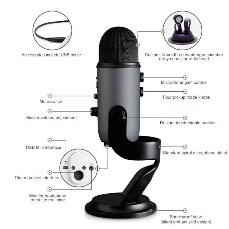 Logitech Blue Yeti USB Condenser Microphone(Black) - free shipping - PMC TechLife - Order now!