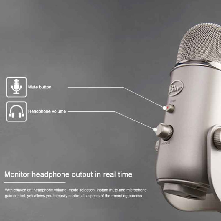 Logitech Blue Yeti USB Condenser Microphone(Silver) - Microphone by Logitech | Online Shopping South Africa | PMC TechLife | Buy Now Pay Later Mobicred