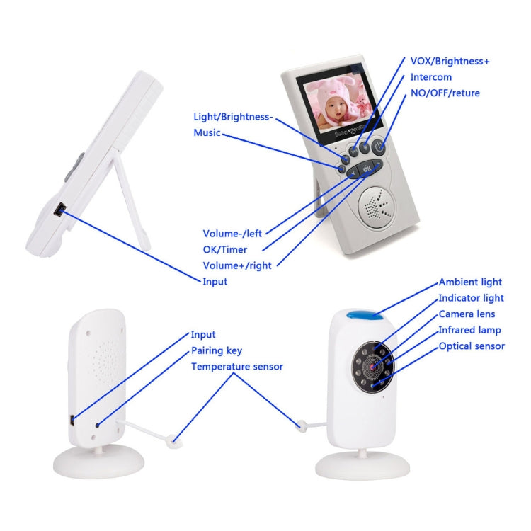 WLSES GB101 2.4 inch Wireless Surveillance Camera Baby Monitor, US Plug - Baby Monitor by PMc TechLife | Online Shopping South Africa | PMc TechLife | Buy Now Pay Later Mobicred