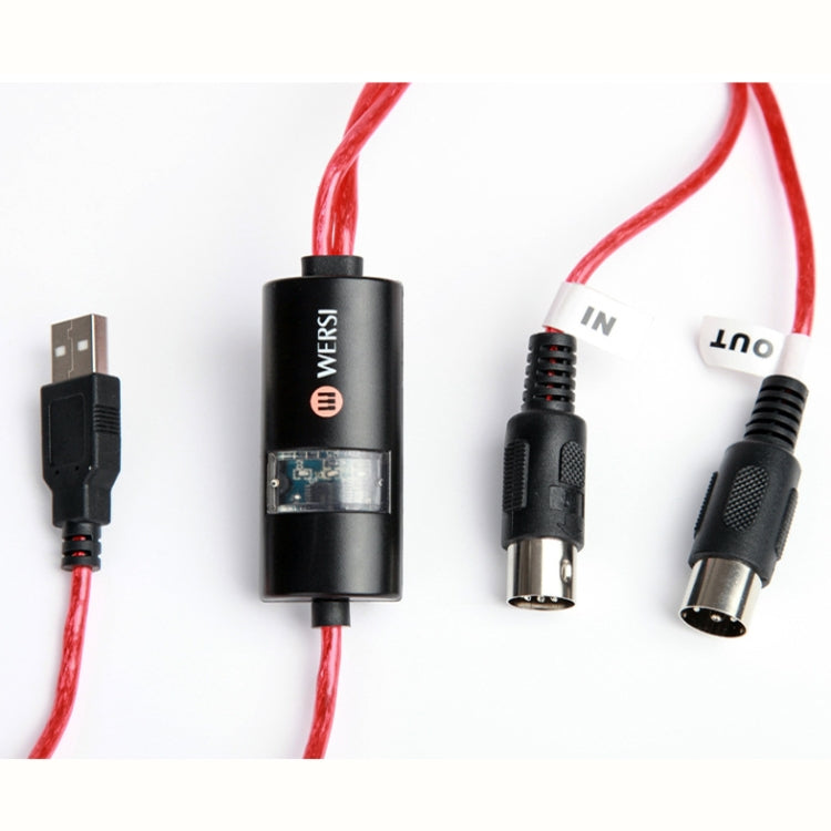 WERSI UM-18 USB MIDI Cable MidiPort Midi Cable Electric Piano Electronic Drum Music Editing Line, Length: 2m(Red) - free shipping - PMC TechLife - Order now!