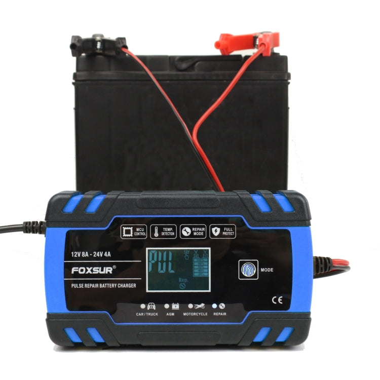 FOXSUR 12V-24V Car Motorcycle Truck Repair Battery Charger AGM Charger, US Plug (Blue) - Battery Charger by FOXSUR | Online Shopping South Africa | PMC TechLife | Buy Now Pay Later Mobicred