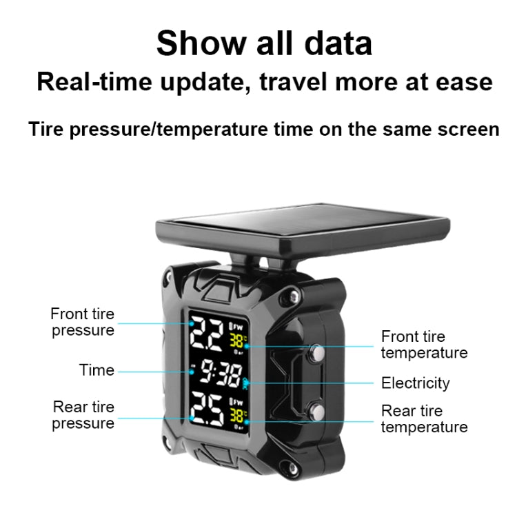 M9 Motorcycle Solar Wireless Tire Pressure Monitor  Tire Pressure - Electrical System by PMC TechLife | Online Shopping South Africa | PMC TechLife | Buy Now Pay Later Mobicred