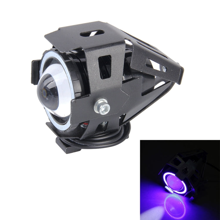 U7 10W 1000LM LED Life Waterproof Headlamp Light with Angel Eyes Light for Motorcycle / SUV, DC 12V(Blue Light) - Headlights by PMC Jewellery | Online Shopping South Africa | PMC Jewellery | Buy Now Pay Later Mobicred