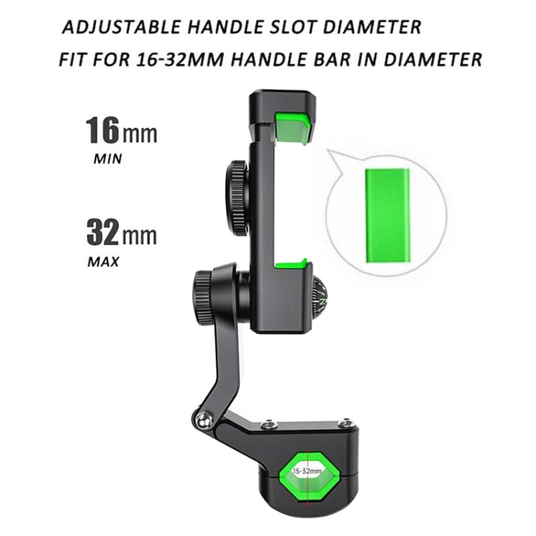 Motorcycle Spherical Compass Phone Holder, Rearview Mirror without Light (Green) - Holder by PMC TechLife | Online Shopping South Africa | PMC TechLife | Buy Now Pay Later Mobicred