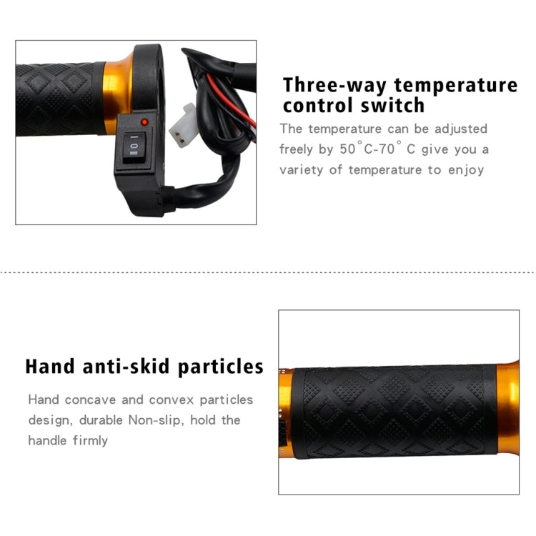CS-764A3 12V Motorcycle Scooter Aluminum Alloy Electric Hand Grip Cover Heated Grip Handlebar(Gold) - Grips by PMC TechLife | Online Shopping South Africa | PMC TechLife | Buy Now Pay Later Mobicred
