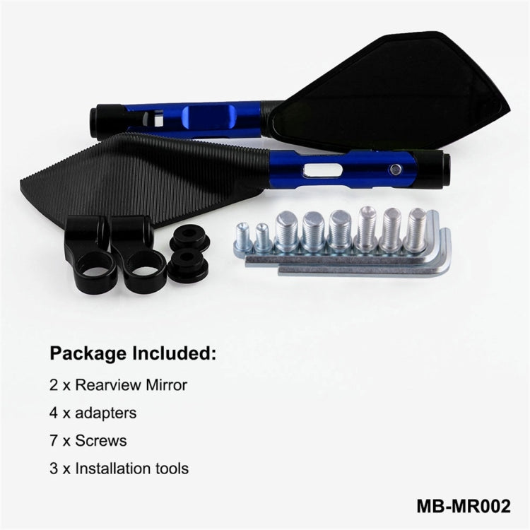 Modified Motorcycle Aluminium Alloy Rhombus Reflective Light Side Rearview Mirror (Blue) - Side Mirrors by PMC Jewellery | Online Shopping South Africa | PMC Jewellery | Buy Now Pay Later Mobicred