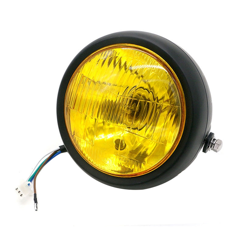 5.75 inch Motorcycle Black Shell Retro Lamp LED Headlight Modification Accessories for CG125 / GN125(Yellow) - Headlights by PMC TechLife | Online Shopping South Africa | PMC TechLife | Buy Now Pay Later Mobicred