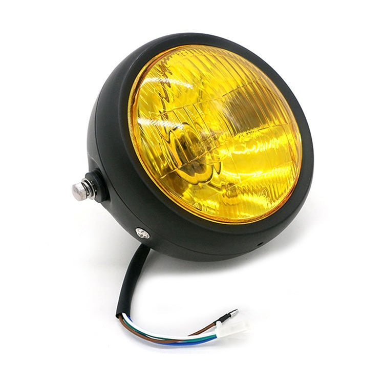 5.75 inch Motorcycle Black Shell Retro Lamp LED Headlight Modification Accessories for CG125 / GN125(Yellow) - Headlights by PMC TechLife | Online Shopping South Africa | PMC TechLife | Buy Now Pay Later Mobicred