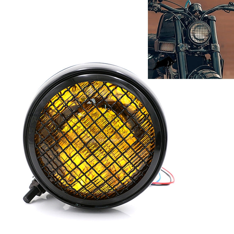 Motorcycle Black Shell Harley Headlight Retro Lamp LED Light Modification Accessories (Yellow) - Headlights by PMC TechLife | Online Shopping South Africa | PMC TechLife | Buy Now Pay Later Mobicred