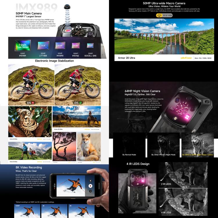 Ulefone Armor 28 Ultra Rugged Phone, 16GB+1TB, Night Vision, 10600mAh, 6.67 inch Android 14 MediaTek Dimensity 9300+ Octa Core, Network: 5G, NFC (Black) - free shipping - PMC TechLife - Order now!