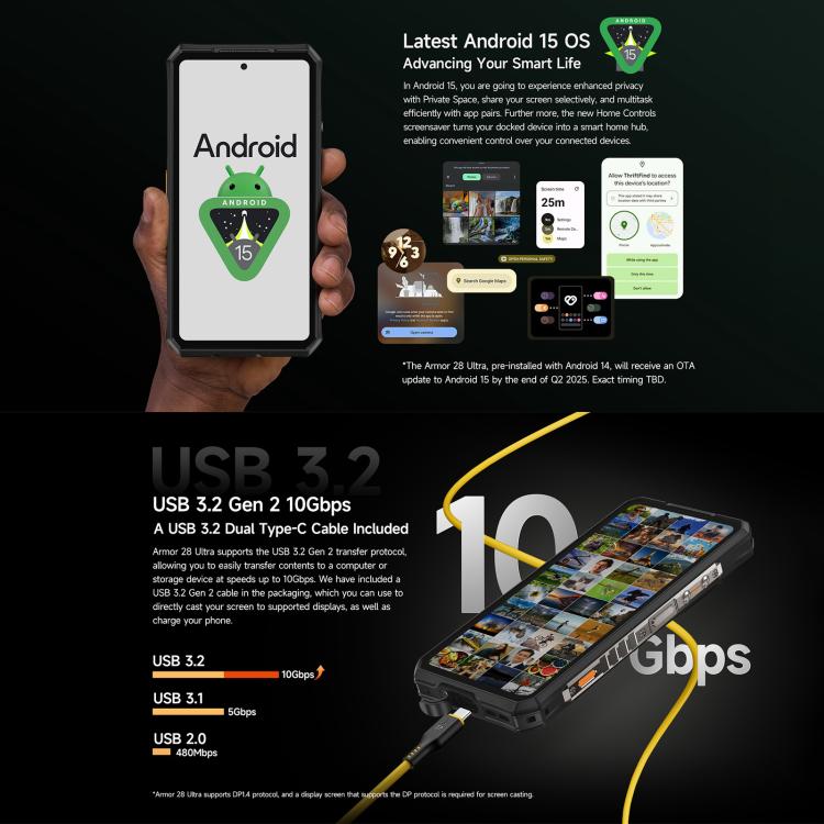 Ulefone Armor 28 Ultra Thermal Version Rugged Phone, 16GB+1TB, Night Vision, 10600mAh, 6.67 inch Android 14 MediaTek Dimensity 9300+ Octa Core, Network: 5G, NFC (Black) - free shipping - PMC TechLife - Order now!