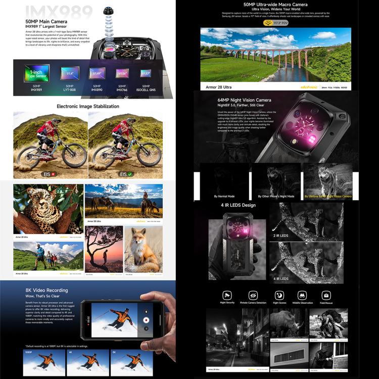 Ulefone Armor 28 Ultra Thermal Version Rugged Phone, 16GB+1TB, Night Vision, 10600mAh, 6.67 inch Android 14 MediaTek Dimensity 9300+ Octa Core, Network: 5G, NFC (Black) - free shipping - PMC TechLife - Order now!