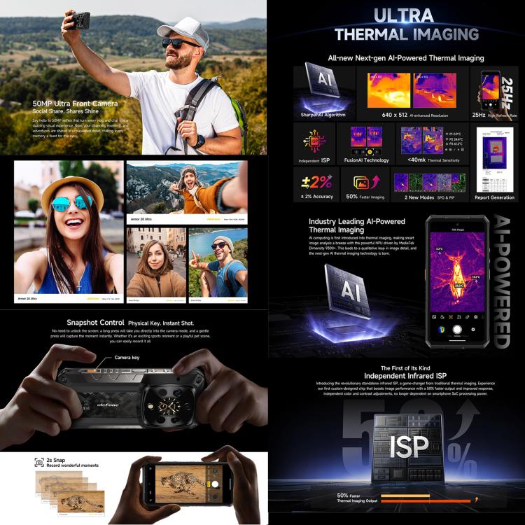 Ulefone Armor 28 Ultra Thermal Version Rugged Phone, 16GB+1TB, Night Vision, 10600mAh, 6.67 inch Android 14 MediaTek Dimensity 9300+ Octa Core, Network: 5G, NFC (Black) - free shipping - PMC TechLife - Order now!