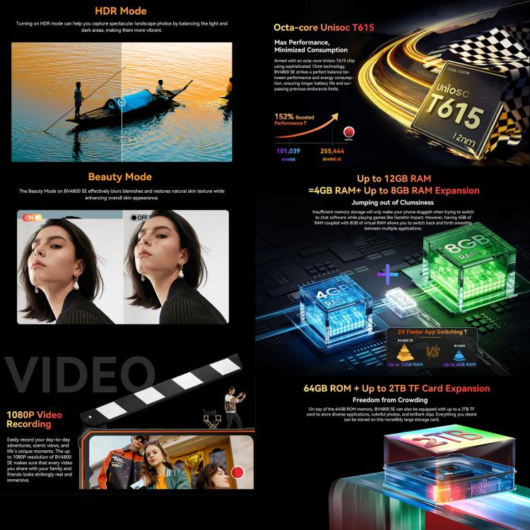 Blackview BV4800 SE Rugged Phone, 4GB+64GB, 6.56 inch Android 15 UMS9320E T615 Octa Core, Network: 4G, OTG, NFC (Orange) - free shipping - PMc TechLife - Order now!