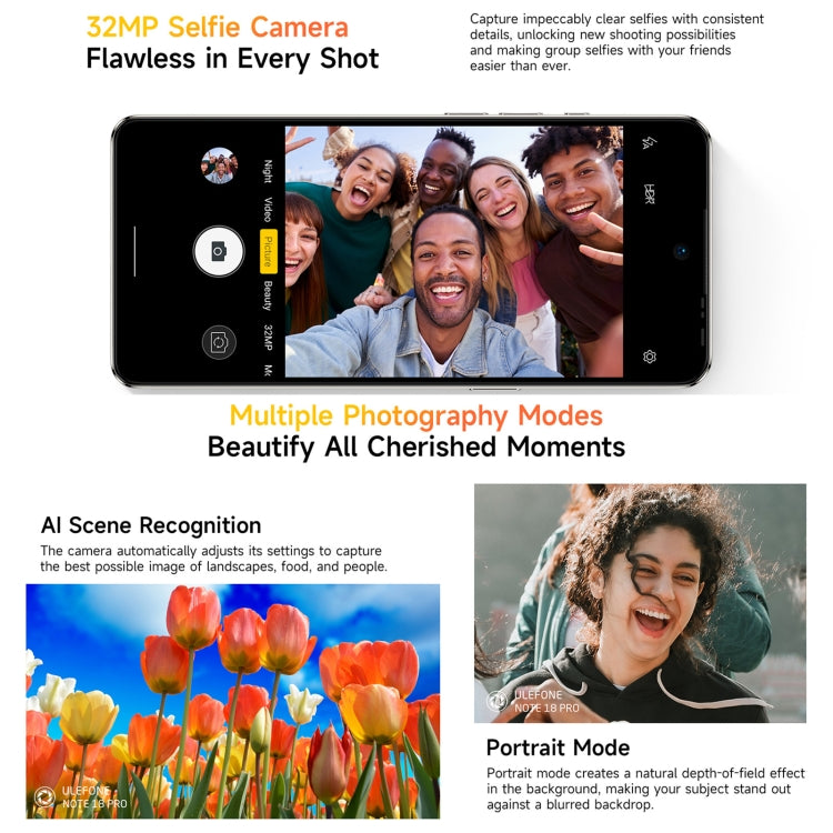 Ulefone Note 18 Pro, 6GB+256GB, Face ID & Side Fingerprint, 6.78 inch Android 14 MediaTek Helio G91 MTK6769 Octa Core, Network: 4G, Dual SIM, OTG, NFC (Lustrous Black) - free shipping - PMC Jewellery - Order now!