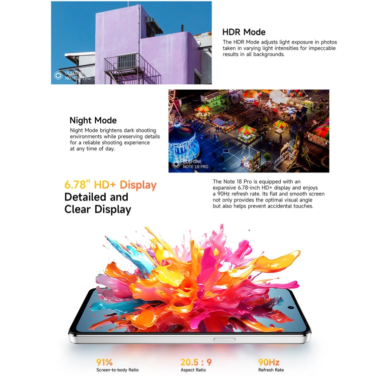 Ulefone Note 18 Pro, 6GB+256GB, Face ID & Side Fingerprint, 6.78 inch Android 14 MediaTek Helio G91 MTK6769 Octa Core, Network: 4G, Dual SIM, OTG, NFC (Lustrous Black) - free shipping - PMC Jewellery - Order now!