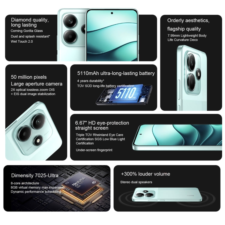 Xiaomi Redmi Note 14 5G, 8GB+128GB, 6.67 inch Xiaomi HyperOS Mediatek Dimensity 7025-Ultra Octa Core, Network: 5G (White) - free shipping - PMC Jewellery - Order now!