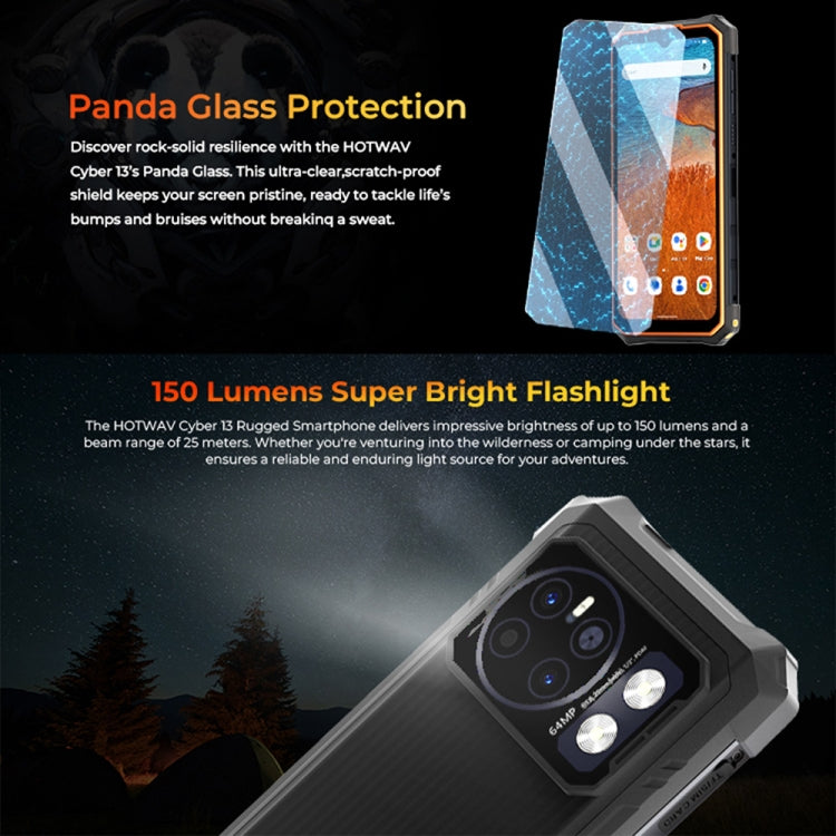 HOTWAV CYBER 13, IP68/IP69K Rugged Phone, 8GB+128GB, 10800mAh, 6.6 inch Android 14.0 Unisoc T606 Octa Core, Network: 4G, NFC, OTG (Orange) - free shipping - PMC TechLife - Order now!