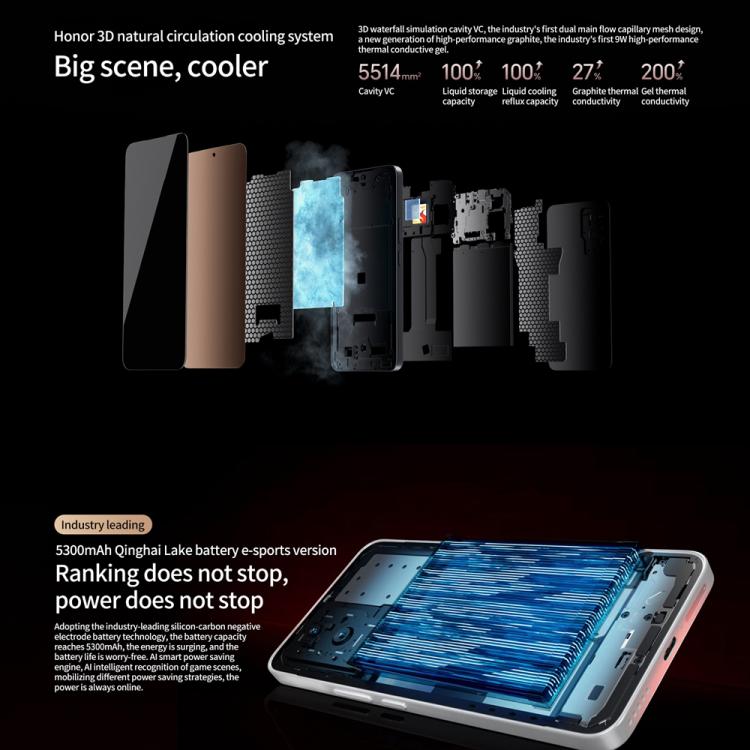 Honor GT, 12GB+512GB, In-screen Fingerprint, 6.7 inch MagicOS 9.0 Android 15.0 Snapdragon 8 Gen 3 Octa Core, Network: 5G, OTG, NFC (Black) - free shipping - PMc TechLife - Order now!