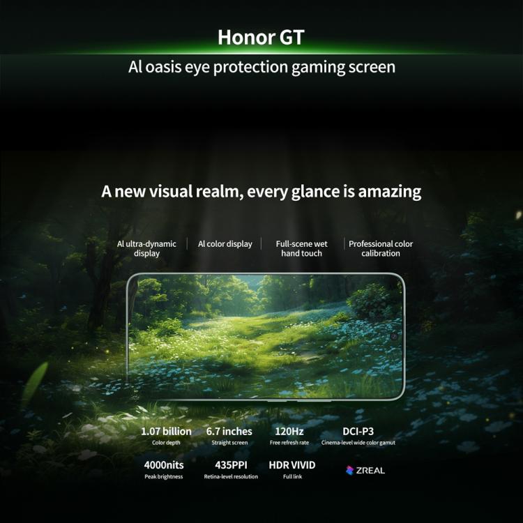 Honor GT, 16GB+256GB, In-screen Fingerprint, 6.7 inch MagicOS 9.0 Android 15.0 Snapdragon 8 Gen 3 Octa Core, Network: 5G, OTG, NFC (Green) - free shipping - PMc TechLife - Order now!