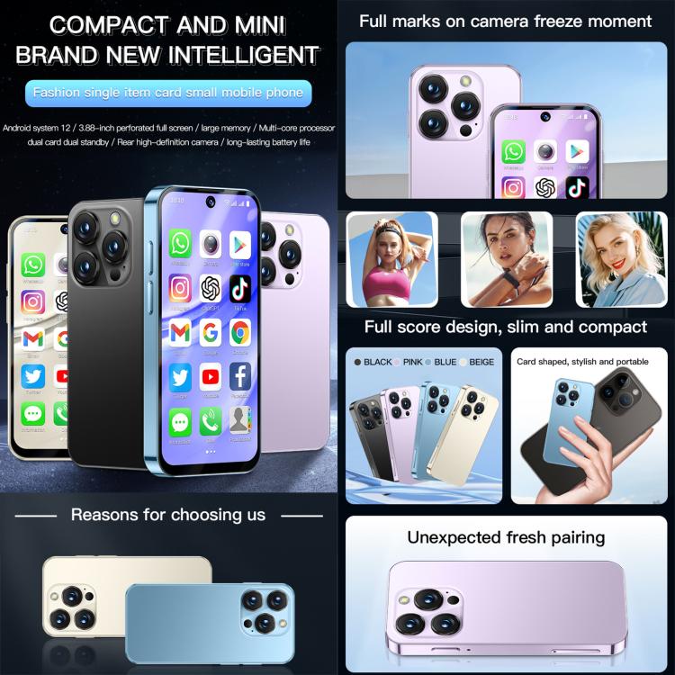 SOYES XS19 Pro, 4GB+64GB, 3.8 inch Android 12.0 MTK6762 Quad Core, Network: 4G, Dual SIM, GPS, OTG, Support Google Play Store (Purple) - free shipping - PMc TechLife - Order now!