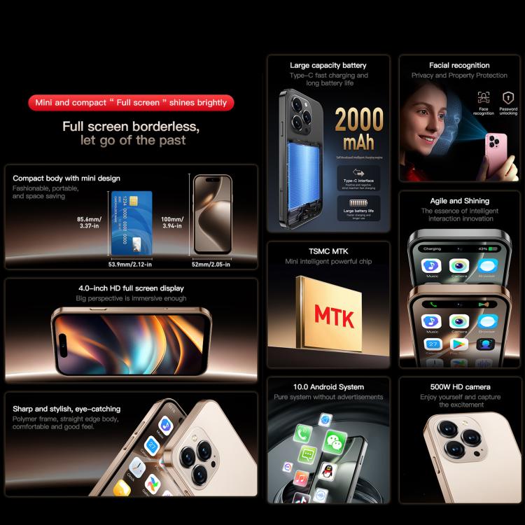 SOYES ONEMYTH M16 Pro, 2GB+16GB, 4.0 inch Android 10.0 MTK6580 Quad Core, Network: 3G, Dual SIM (Pink) - free shipping - PMc TechLife - Order now!