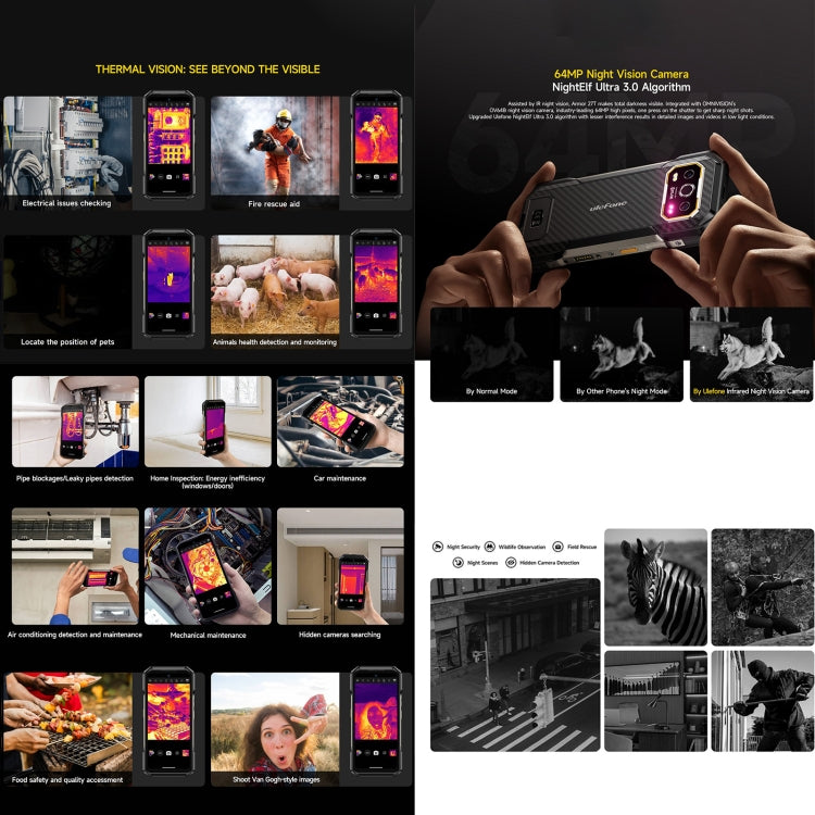 Ulefone Armor 27T Rugged Phone, 12GB+256GB, Thermal Imager, Night Vision, 10600mAh, 6.78 inch Android 14 MediaTek Helio G99 Octa Core, Network: 4G, NFC, OTG (Black) - free shipping - PMC Jewellery - Order now!