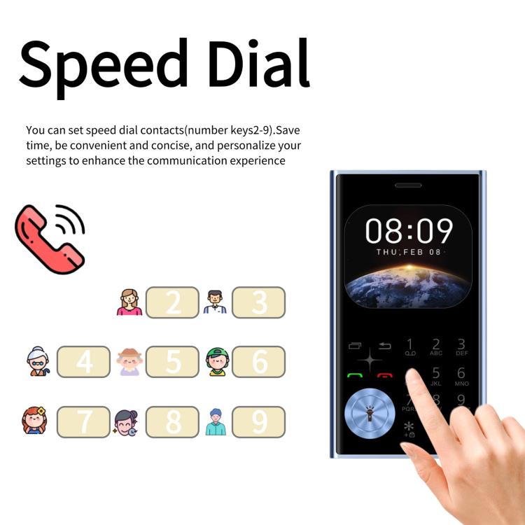 V8 Card Mobile Phone, 2.01 inch, MTK6261D, Support Bluetooth, FM, Torch, GSM, Dual SIM (Sky Blue) - free shipping - PMc TechLife - Order now!
