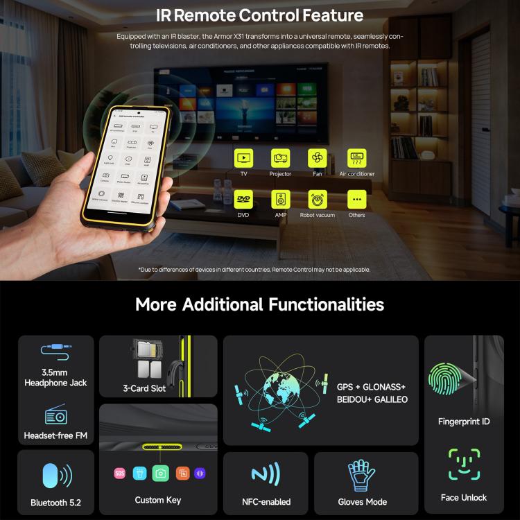 Ulefone Armor X31, 6GB+128GB, Night Vision, IP68/IP69K Rugged Phone, 6.56 inch Android 14 MediaTek Helio G91 Octa Core, Network: 4G, NFC, OTG (Green) - free shipping - PMC TechLife - Order now!