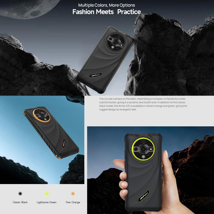 Ulefone Armor X31, 6GB+128GB, Night Vision, IP68/IP69K Rugged Phone, 6.56 inch Android 14 MediaTek Helio G91 Octa Core, Network: 4G, NFC, OTG (Green) - free shipping - PMC TechLife - Order now!