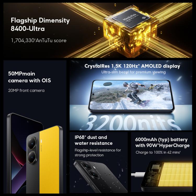 Xiaomi POCO X7 Pro 5G Global, 12GB+256GB, In-screen Fingerprint, 6.67 inch Xiaomi HyperOS 2 MediaTek Dimensity 8400-Ultra Octa Core, NFC, Network: 5G (Green) - free shipping - PMC TechLife - Order now!