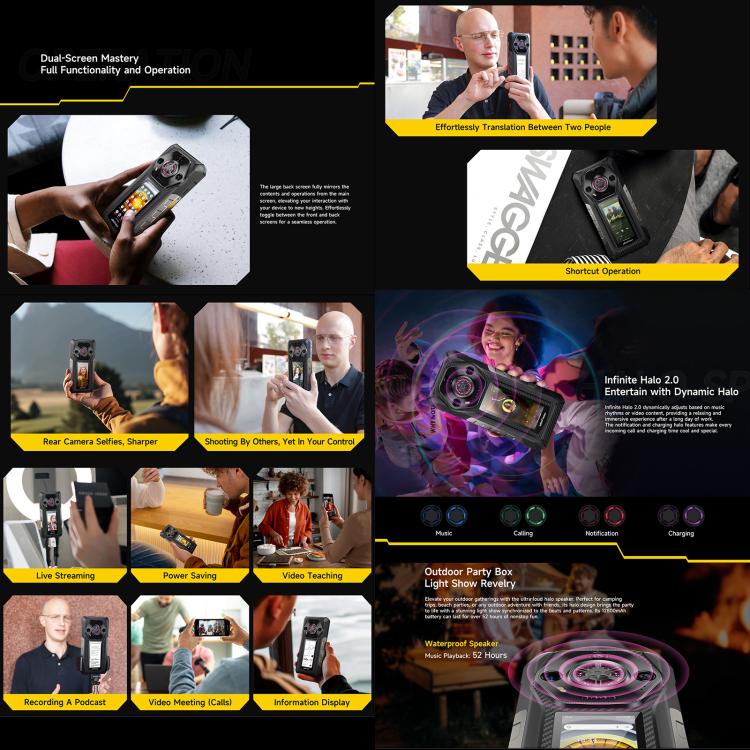 Ulefone Armor 30 Pro Rugged Phone, 16GB+512GB, Night Vision, 6.95 inch + 3.4 inch Dual Screen Android 14 MediaTek Dimensity 7300X Octa Core, Network: 5G, OTG, NFC (Black) - free shipping - PMc TechLife - Order now!