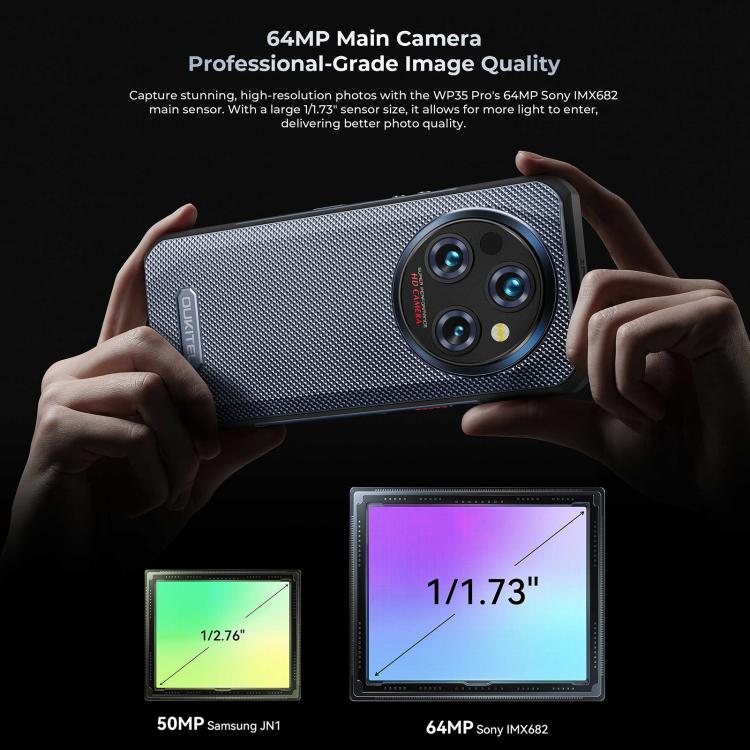 Oukitel WP35 Pro 5G Rugged Phone, 12GB+512GB, 6.6 inch Android 14 MediaTek Dimensity 6300 Octa Core, NFC, OTG, Network: 5G (Grey) - free shipping - PMc TechLife - Order now!