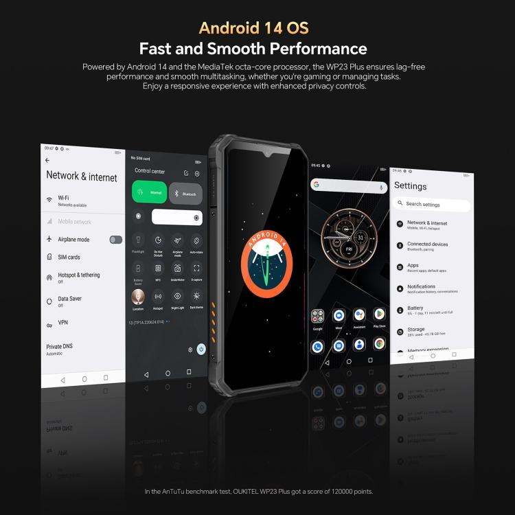 Oukitel WP23 Plus Rugged Phone, 8GB+256GB, 6.52 inch Android 14.0Unisoc T606 Octa-core, NFC, OTG, Network: 4G (Black) - free shipping - PMc TechLife - Order now!