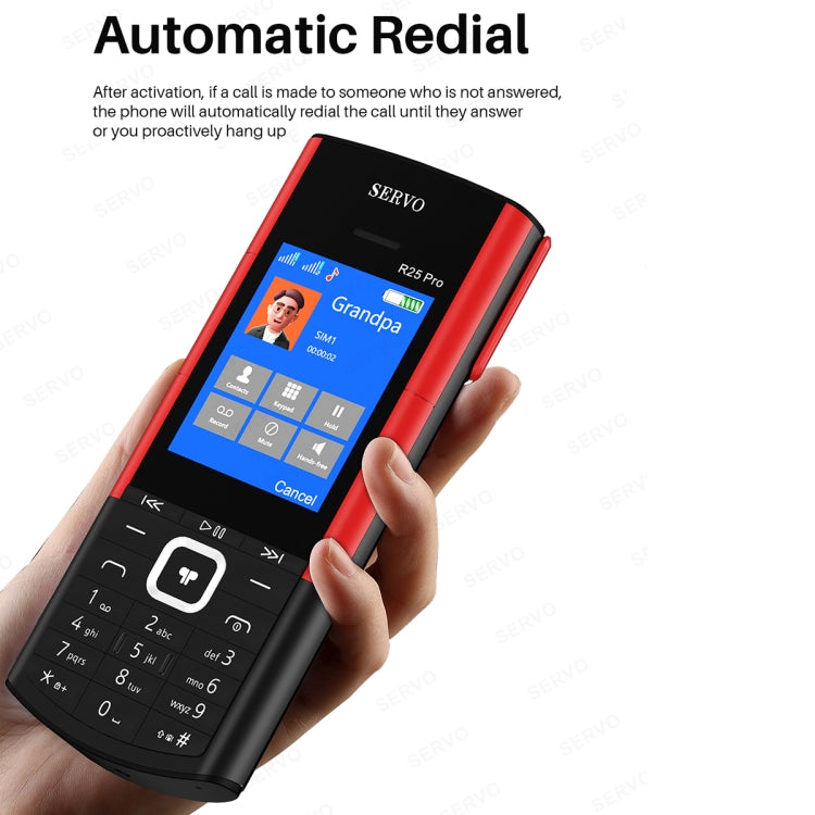 SERVO R25 Pro Mobile Phone with TWS Bluetooth Headsets, 2.4 inch, 24 Keys, Support Bluetooth, Quick Dial, Auto Response, FM, Flashlight, GSM, Dual SIM (White Red) - free shipping - PMC Jewellery - Order now!