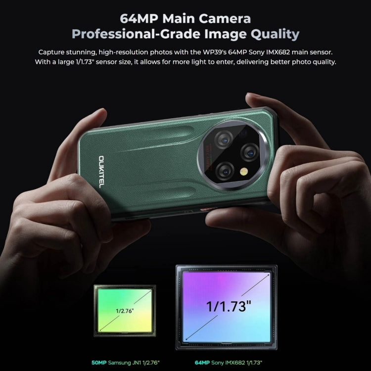 Oukitel WP39 5G Rugged Phone, 6GB+256GB, Night Vision, Fingerprint Identification, 6.6 inch MediaTek Dimensity 6100+ Octa Core, NFC, OTG, Network: 5G (Green) - free shipping - PMC Jewellery - Order now!
