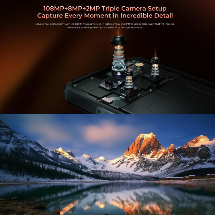 Oukitel WP55 5G Rugged Phone, 12GB+256GB, 108MP Camera, Fingerprint Identification, 6.6 inch Android 15 MediaTek Dimensity 7025 Octa Core, NFC, OTG, Network: 5G (Black) - free shipping - PMC TechLife - Order now!