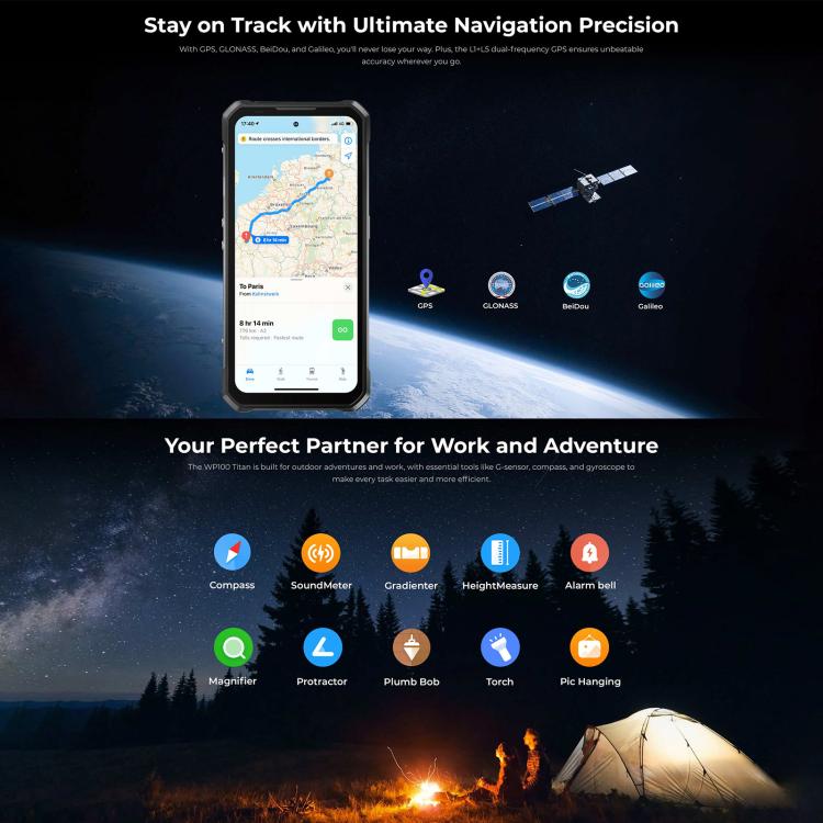 Oukitel WP100 TITAN 5G Projector Rugged Phone, 16GB+512GB, 200MP Camera, Fingerprint Identification, 6.8 inch Android 14 MediaTek Dimensity 7300 Octa Core, NFC, OTG, Network: 5G (Black) - free shipping - PMC TechLife - Order now!