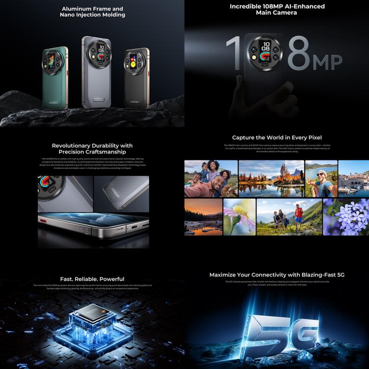 Oukitel WP200 Pro 5G Rugged Phone, 24GB+1TB, Screen Fingerprint, 6.7 inch Android 15.0 MTK Dimensity 8200 Octa-Core, NFC, OTG, Network: 5G (Black) - free shipping - PMC TechLife - Order now!