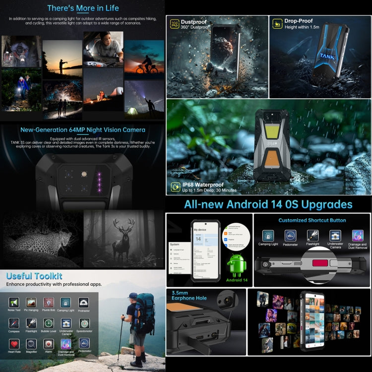 Unihertz 8849 Tank 3S Night Vision Projector Rugged Phone, 16GB+512GB, 6.79 inch Android 14 Dimensity 8200 Octa Core, Network: 5G (Black) - free shipping - PMC Jewellery - Order now!