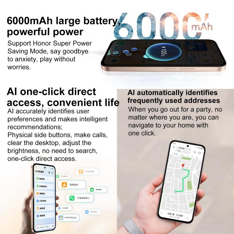 Honor Play 60m, 8GB+256GB, Side Fingerprint, 6.61 inch MagicOS 9.0 Dimensity 6300 Octa Core, Network: 5G, OTG (Gold) - free shipping - PMc TechLife - Order now!