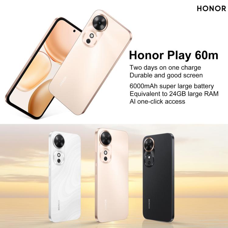 Honor Play 60m, 12GB+256GB, Side Fingerprint, 6.61 inch MagicOS 9.0 Dimensity 6300 Octa Core, Network: 5G, OTG (Black) - free shipping - PMc TechLife - Order now!