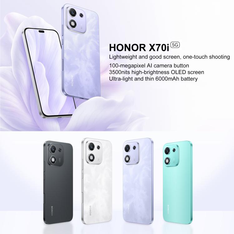 Honor X70i, 8GB+256GB, In-screen Fingerprint, 6.7 inch MagicOS 9.0 Android 15.0 Dimensity 7025 Ultra Octa Core, Network: 5G, OTG, NFC (White) - free shipping - PMc TechLife - Order now!