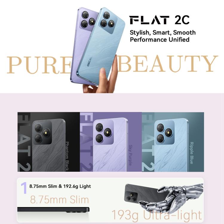 Blackview Oscal FLAT 2C, 2GB+64GB, 6.56 inch Android 14 Unisoc SC9863A T603 Octa Core, Network: 4G (Black) - free shipping - PMC TechLife - Order now!