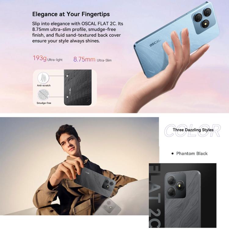 Blackview Oscal FLAT 2C, 2GB+64GB, 6.56 inch Android 14 Unisoc SC9863A T603 Octa Core, Network: 4G (Black) - free shipping - PMC TechLife - Order now!