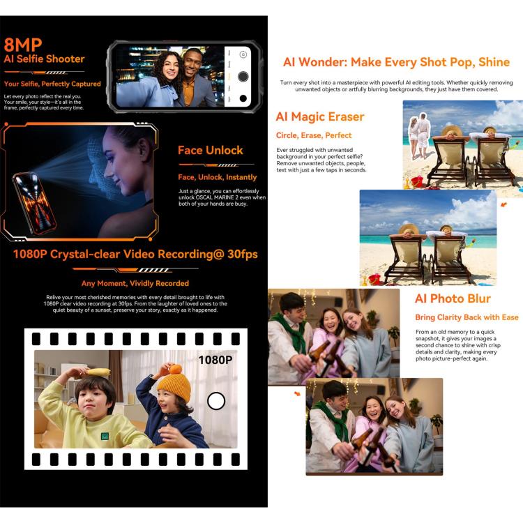 Blackview Oscal Marine 2, 4GB+64GB, 6.56 inch Android 15 Unisoc UMS9230E T615 Octa Core, Network: 4G, OTG, NFC (Black) - free shipping - PMC TechLife - Order now!